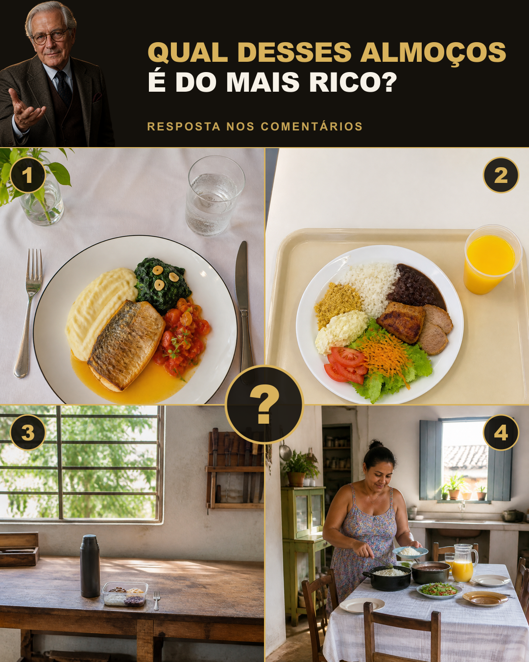 Qual desses almoços é do mais rico?