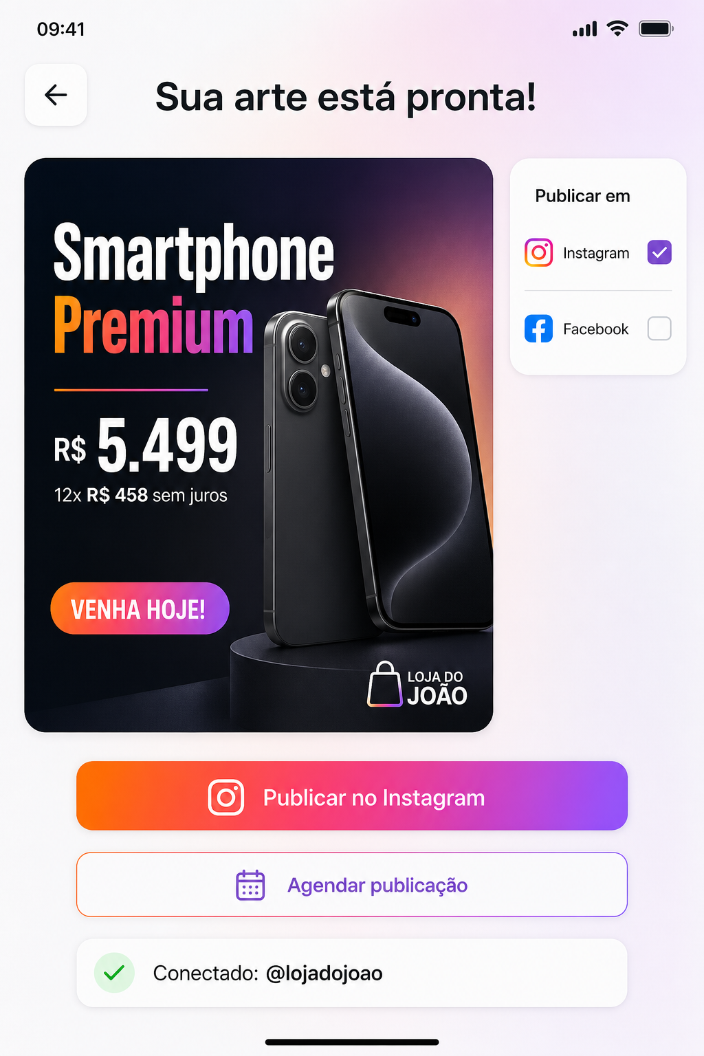 Publica direto no Instagram